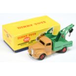 Dinky Toys 430 Commer Breakdown Lorry - Light tan cab and chassis, mid-green back and jib with ho...