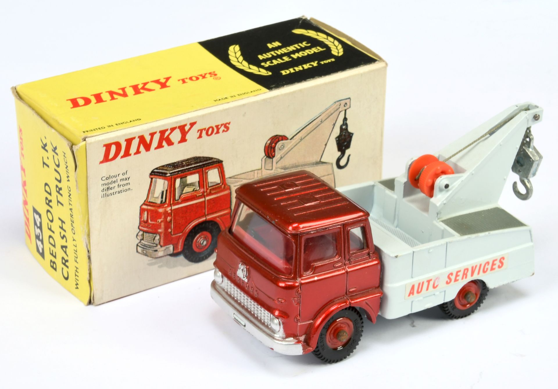 Dinky Toys 434 Bedford Tk Crash truck "Auto Services " - Metallic  Red cab, interior and plastic ...