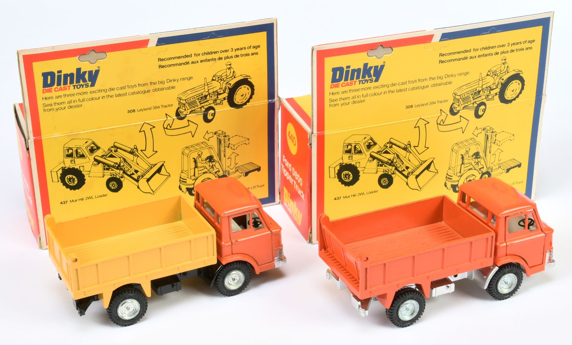 Dinky Toys 440 Ford D800 Tipper Truck a Pair (1) Orange cab, yellow tipper, black chassis, silver... - Image 2 of 2