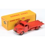 Dinky Toys 422 Fordson Thames Flat truck - Red cab, chassis, back and rigid hubs with smooth hubs...