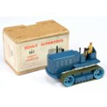 Dinky Toys 563 Heavy Tractor - Blue Body, mid-blue metal rollers with rubber tracks, metal tow ho...