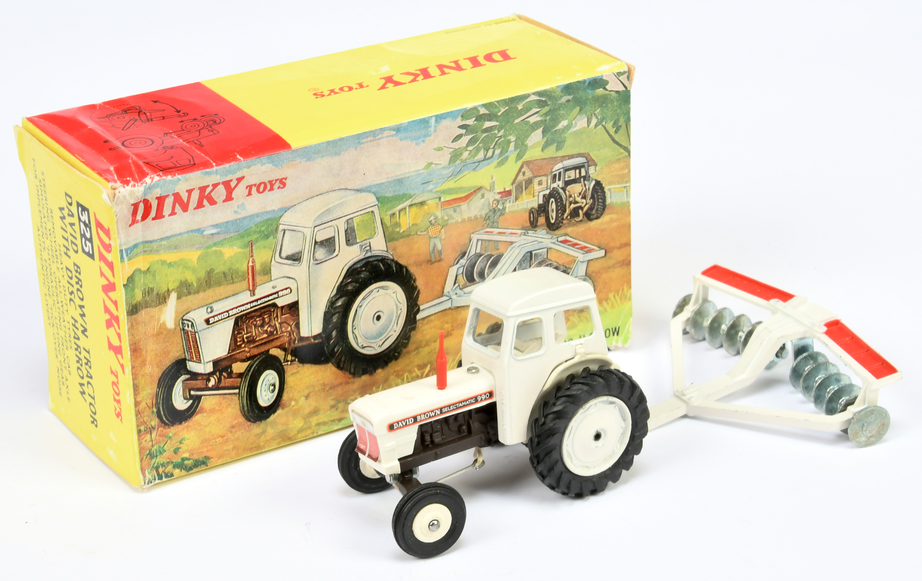 Dinky Toys 325 David Brown Tractor Set -To Include David Brown 990 Selectamatic tractor - White i...