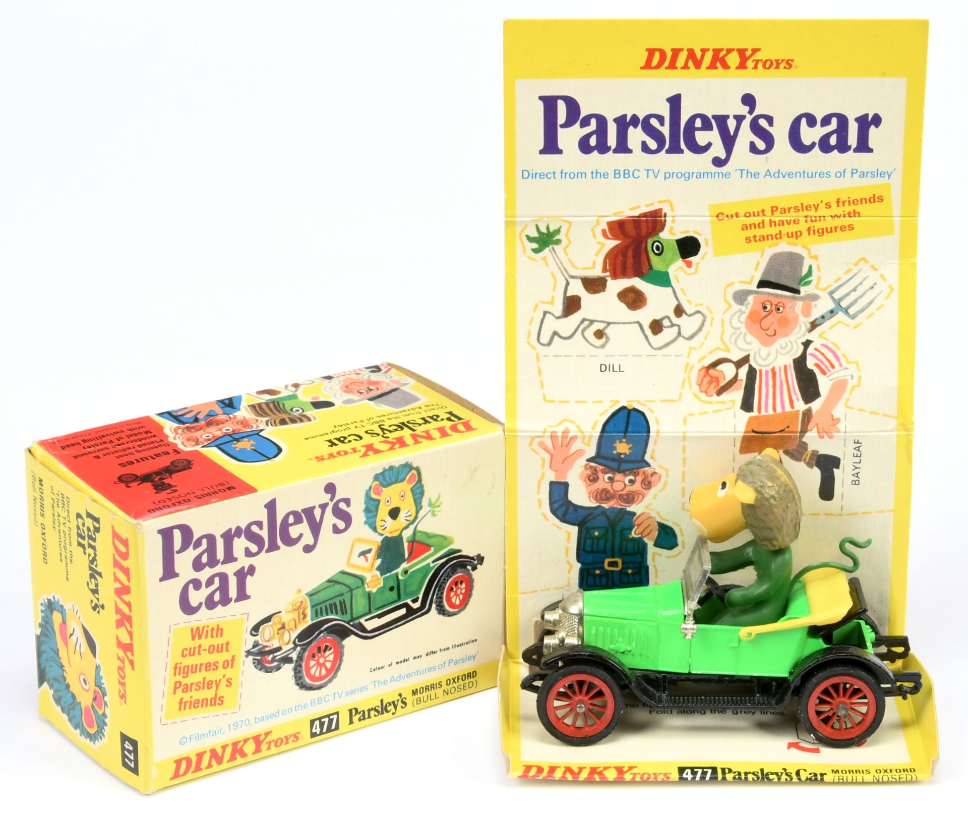 Dinky Toys 477 "Parsleys" Morris Oxford Bullnose From "The Adventures Of Parsley" - Fluorescent G...