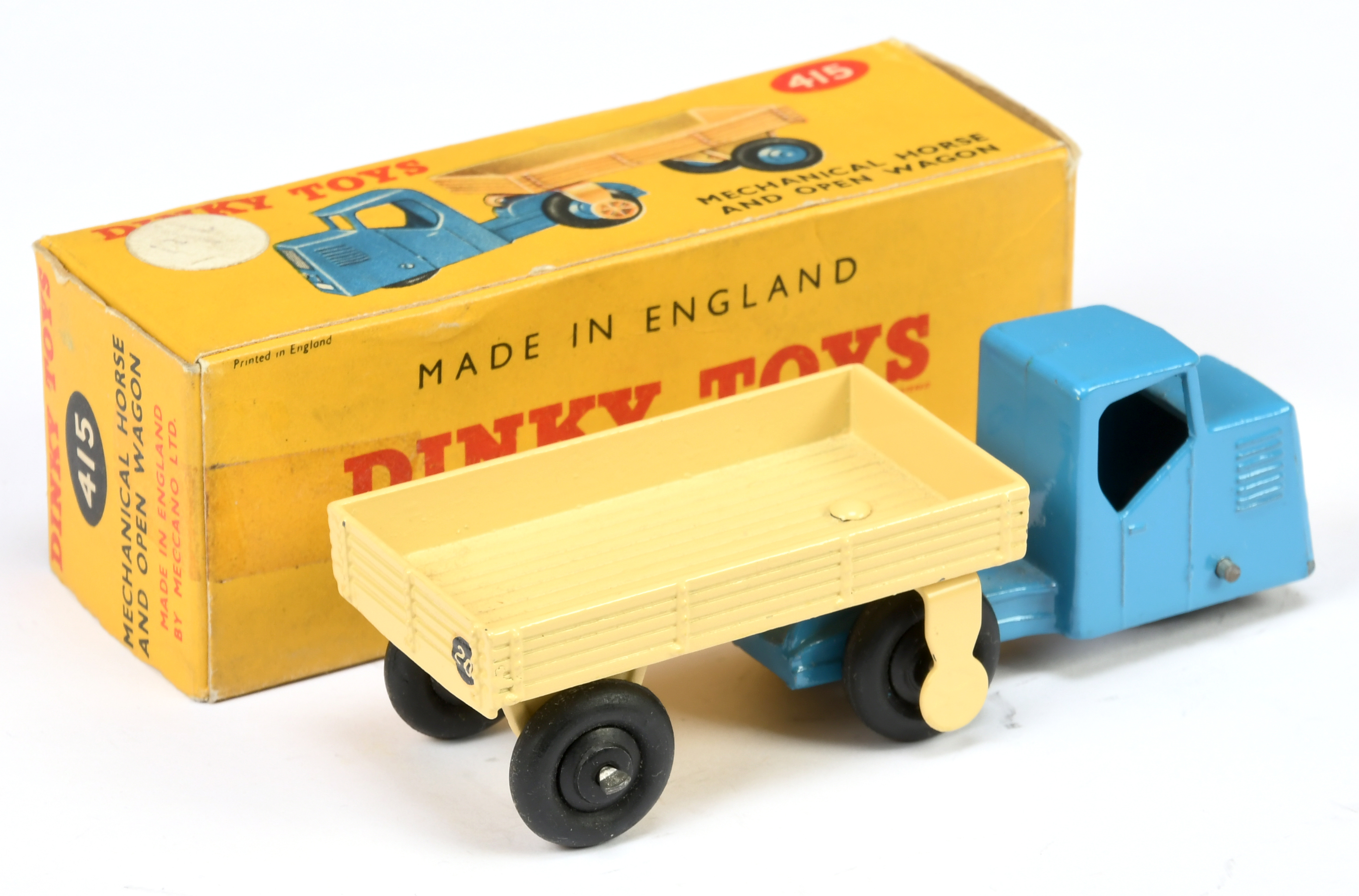 Dinky Toys 415 Mechanical Horse And Open Wagon - Mid-blue unit, silver trim with cream open Trail... - Image 2 of 2