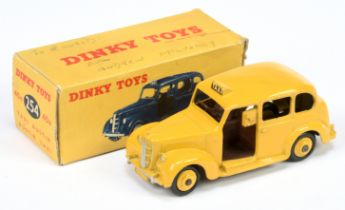 Dinky 254 (40H) Austin "taxi" - Yellow body and rigid hubs, brown base and interior, silver trim,...
