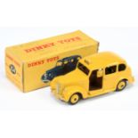 Dinky 254 (40H) Austin "taxi" - Yellow body and rigid hubs, brown base and interior, silver trim,...