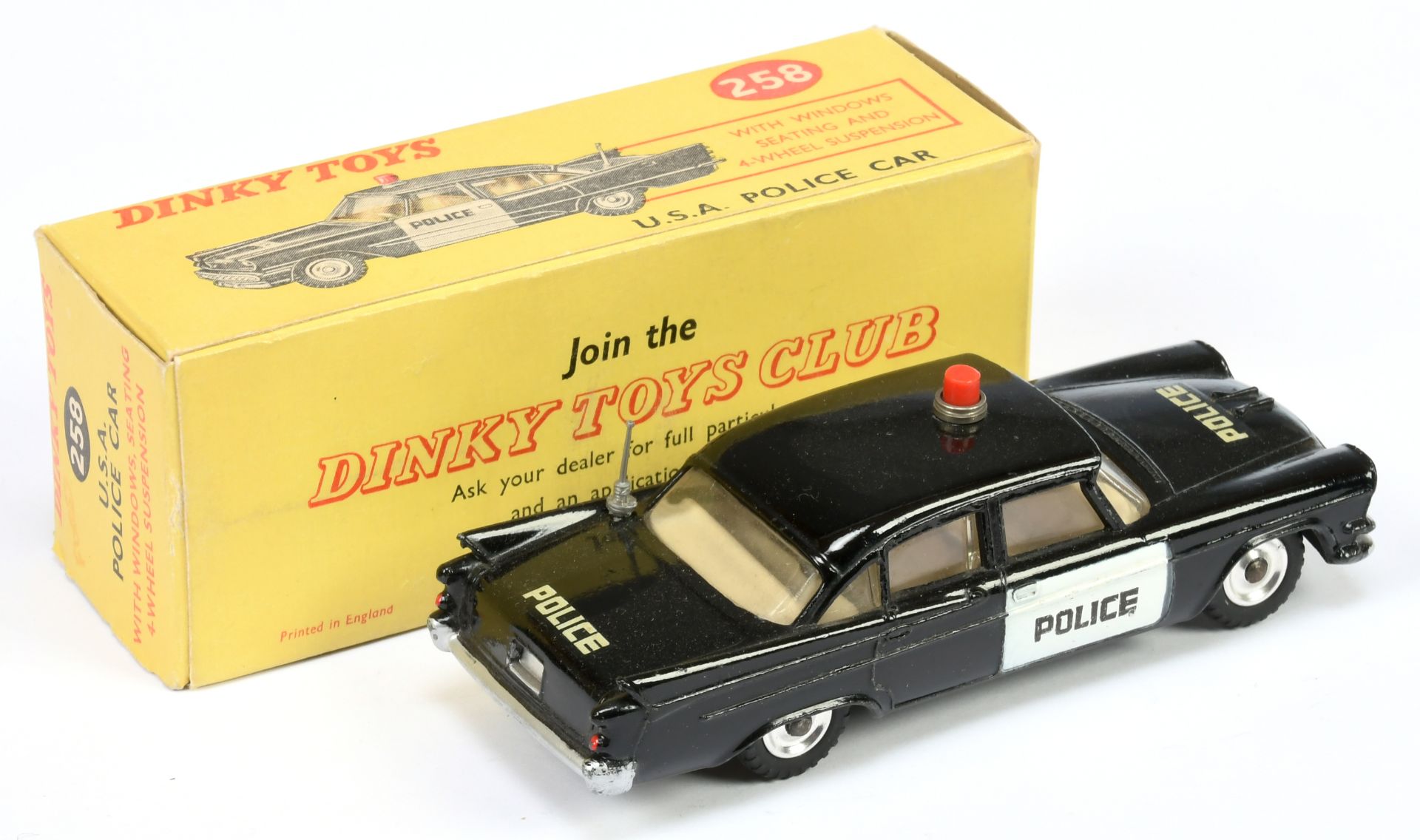 Dinky Toys 258 Dodge Royal sedan "USA Police" Car - Black body, white door panels, cream interior... - Bild 2 aus 2