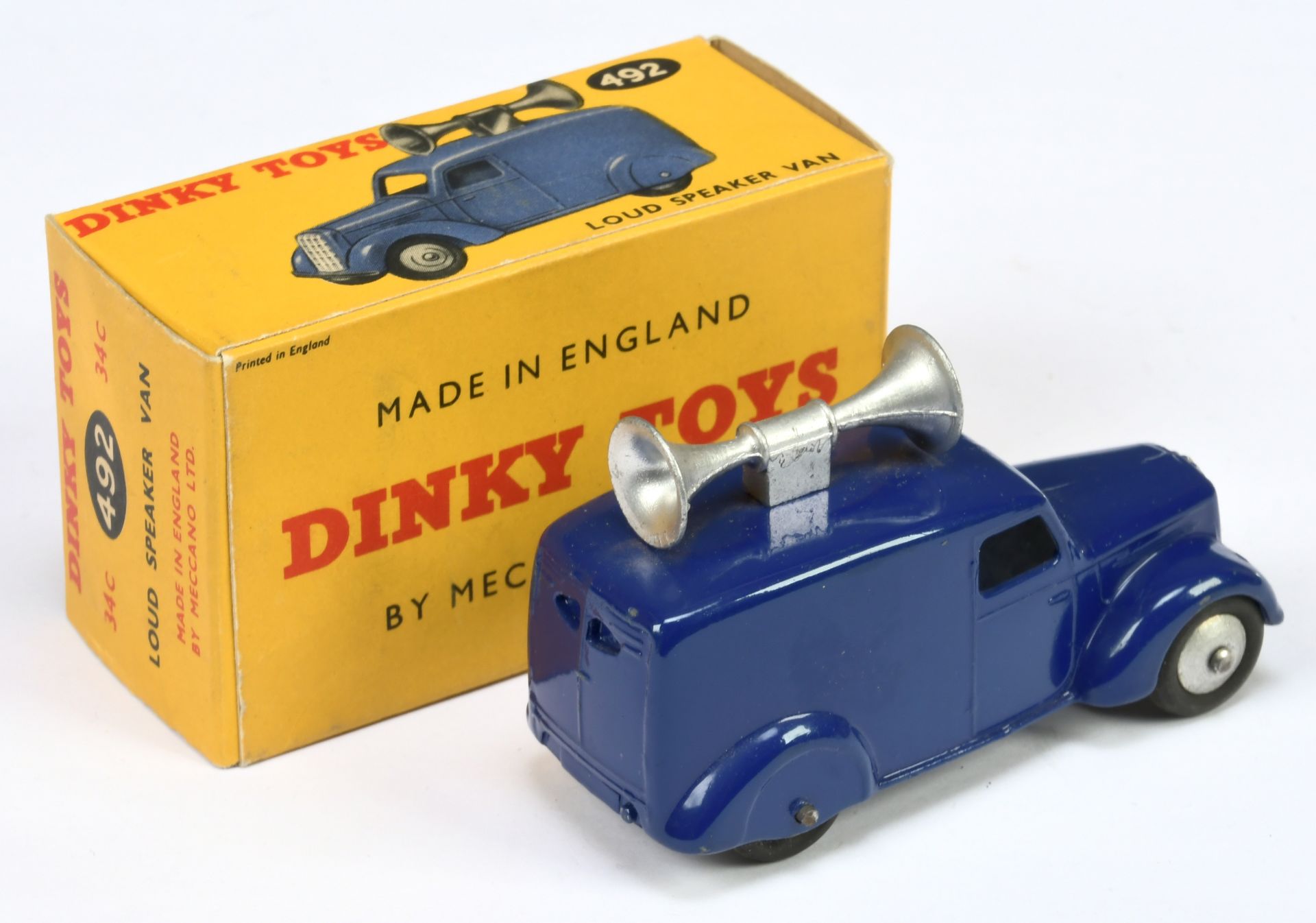 Dinky Toys 492 (34C) Loud Speaker Van - Violet blue body, silver trim, speakers and rigid hubs - ... - Image 2 of 2