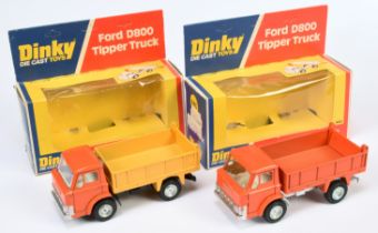 Dinky Toys 440 Ford D800 Tipper Truck a Pair (1) Orange cab, yellow tipper, black chassis, silver...