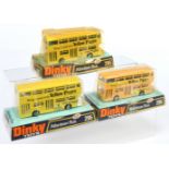 Dinky Toys  295 Leyland Atlantean buses "Yellow Pages" Group Of 3 (1) Bright yellow, white interi...