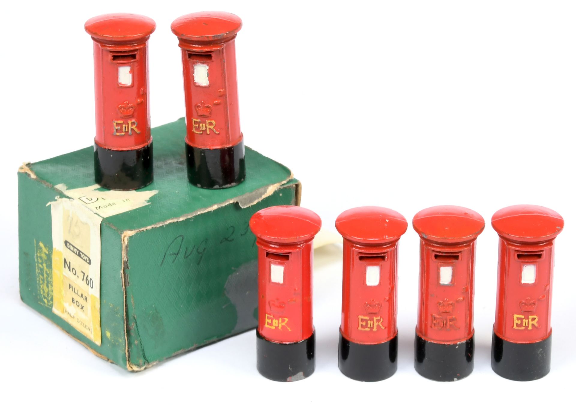 Dinky Toys Trade Pack 760 Pillar Boxes  - containing 6 examples - (1) Red, black and silver 