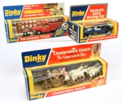 Dinky Toys Group Of 3 - (1) 111 Cinderella's Coach, (2) 222 "Olypmus" Hesketh 308E racing Car - b...