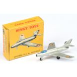 French Dinky Toys 60A Mystere 1V,A,N Dassault - Silver, blue cockpit, black metal wheels and roun...