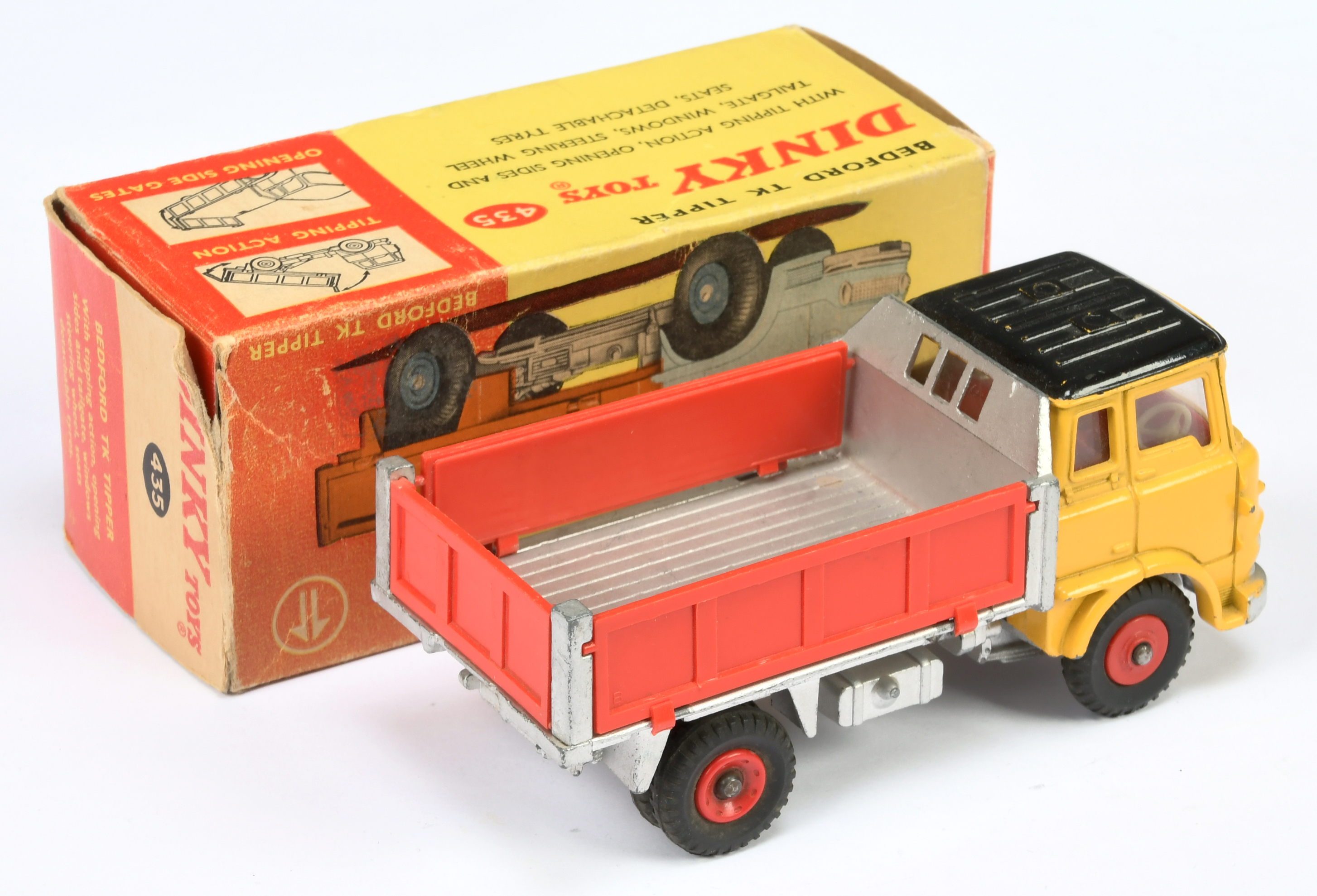 Dinky Toys 435 Bedford TK Tipper - Yellow cab, with black roof, silver trim and chassis, red inte... - Image 2 of 2