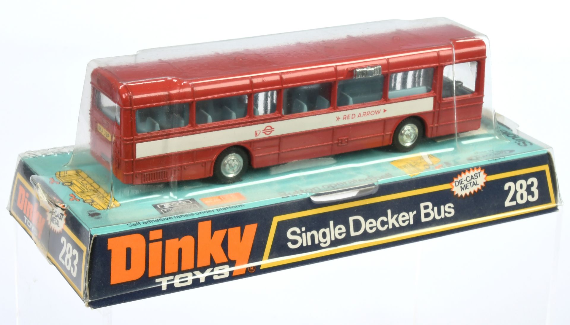 Dinky Toys 283 Single Decker Bus "Red Arrow" - Red body, pale blue interior, black base, white op... - Bild 2 aus 2