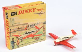 Dinky Toys 710 Beechcraft S35 Bonanza Aircraft - White and red, plastic propeller