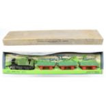 Dinky Pre-War 13 Tank Goods Train set - containing Locomotive - Green and black plus 3 x Open wag...