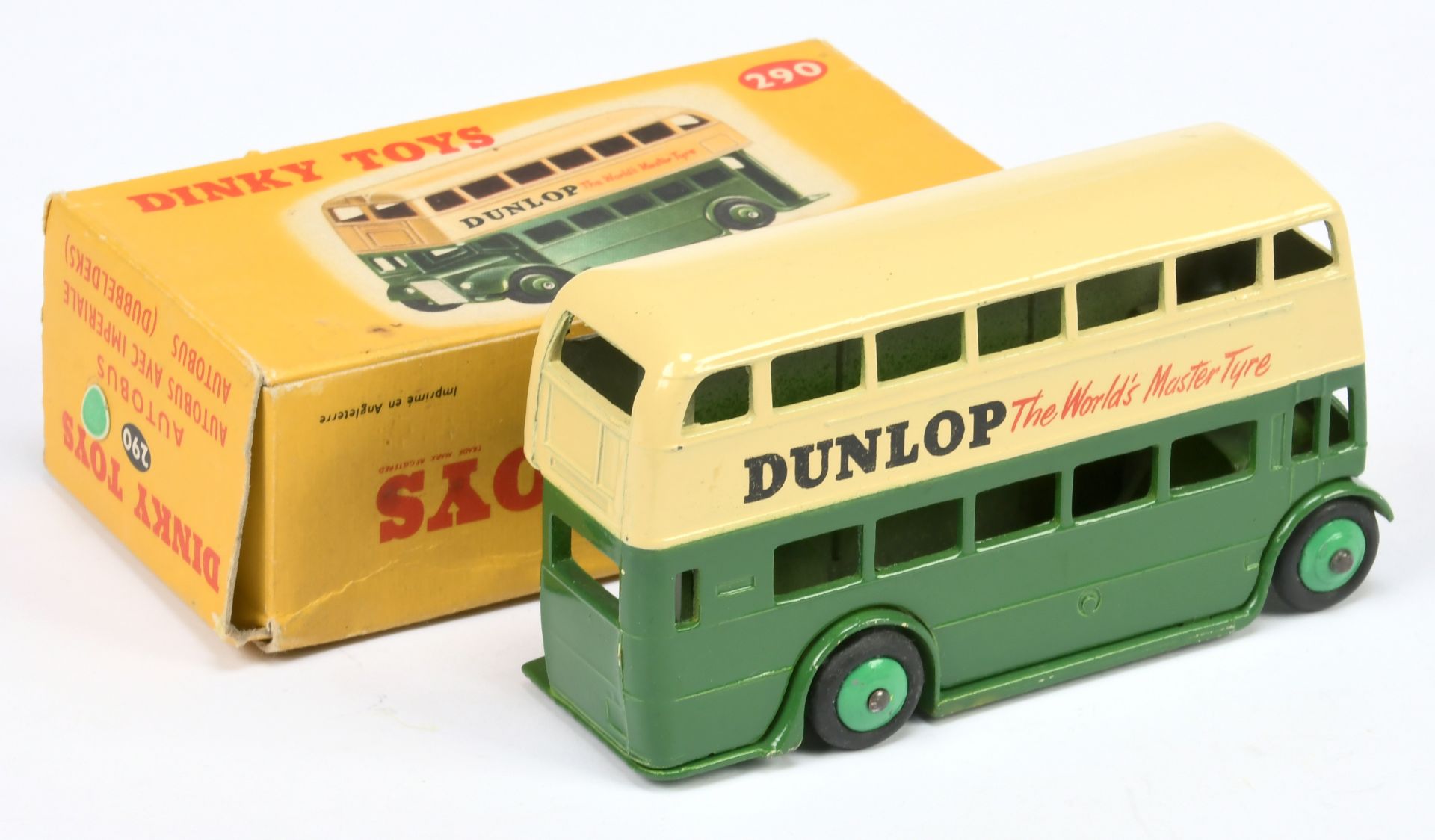 Dinky Toys 290 Doubles Decker Bus (Type 3) "Dunlop" - Two-Tone cream  and green with mid-green ri... - Bild 2 aus 2