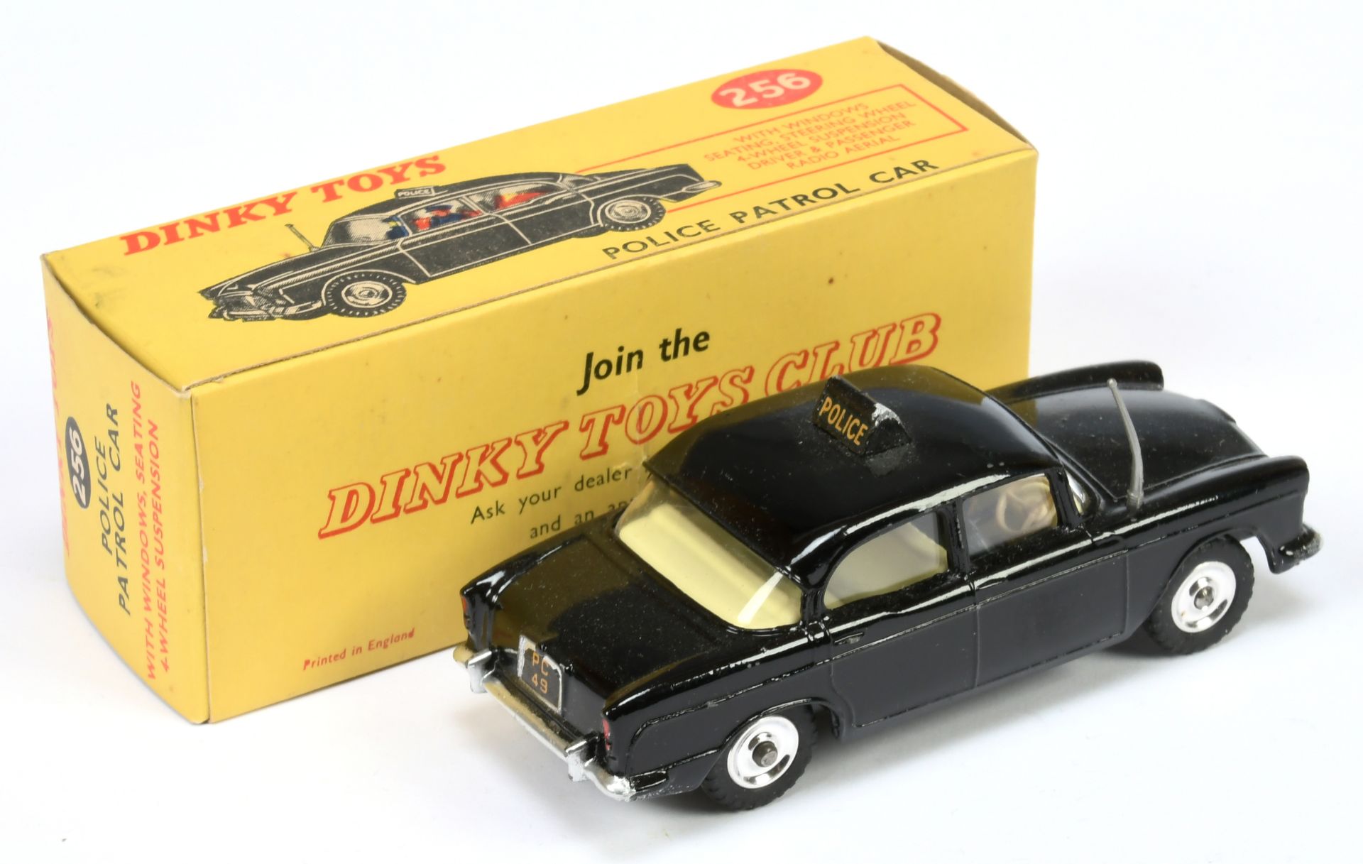 Dinky 256 Humber hawk "Police" Car - Black body, pale cream interior with figures, silver trim, s... - Image 2 of 2