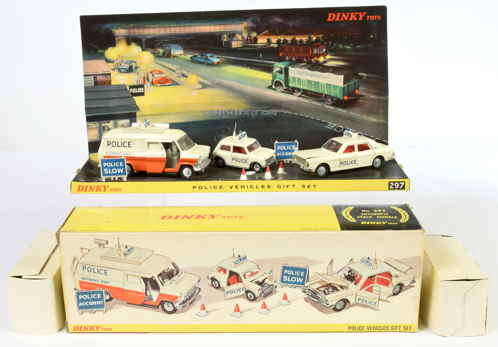 Dinky Toys 297 "Police Vehicles" Gift Set to include (1) Ford Zodiac - off white, red interior, c...