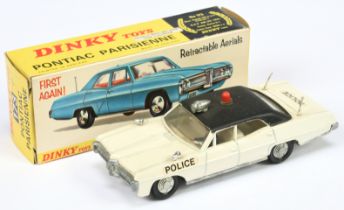 Dinky 173 Pontiac Parisienne "Police" Car - White body, black roof, off white interior with figur...