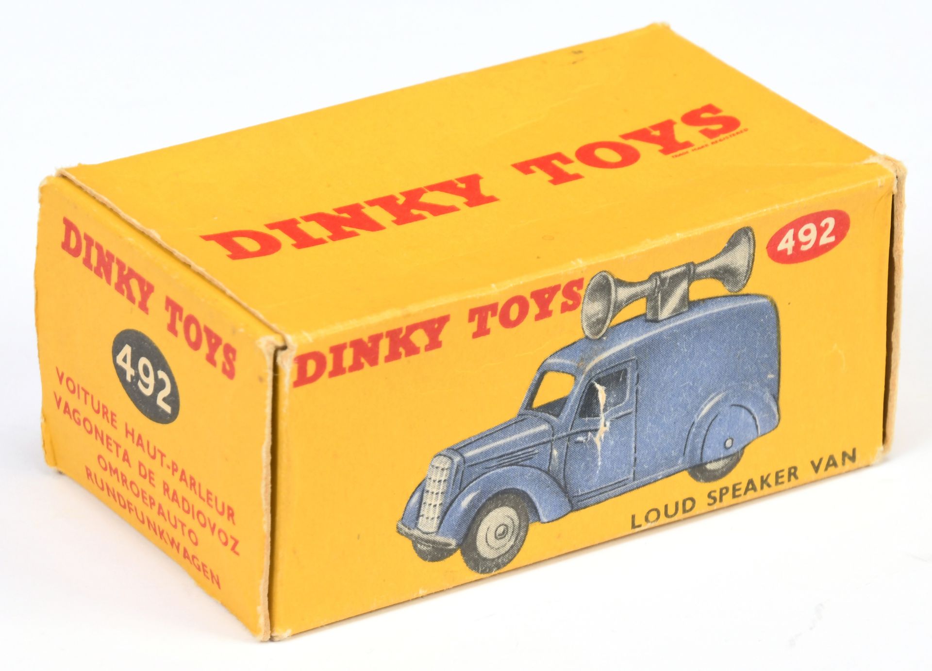 Dinky Toys 492 Loud Speaker Van - Empty yellow and red carded picture box