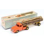 French Dinky Toys 36A Log Carrier - Orange cab with yellow trailer, convex and concave hubs, silv...