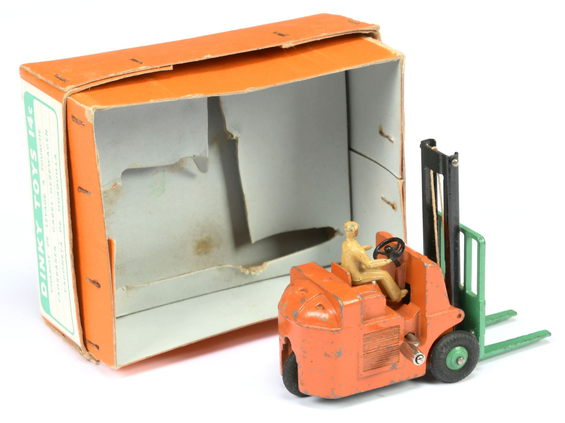 Dinky Toys 14C Coventry Climax Fork Lift Truck - Burnt orange body, black mast, mid-green forks a... - Image 2 of 2