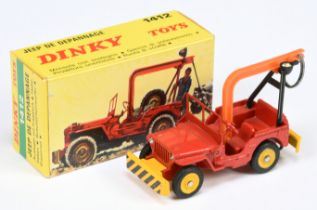 French Dinky Toys 1412 Jeep De Depannage - Red and yellow including concave hubs, orange plastic ...