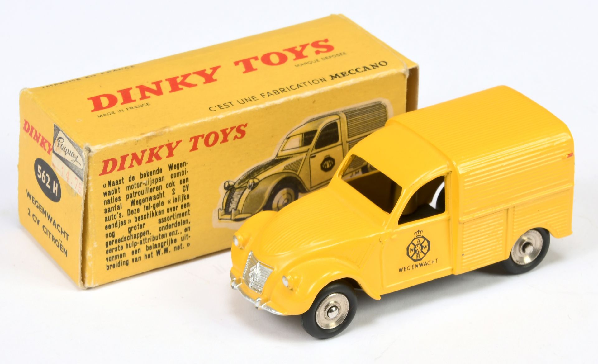 French Dinky Toys 562H Citroen  Van "ANWB/Wehrmacht" - Yellow body, chrome concave hubs and silve...