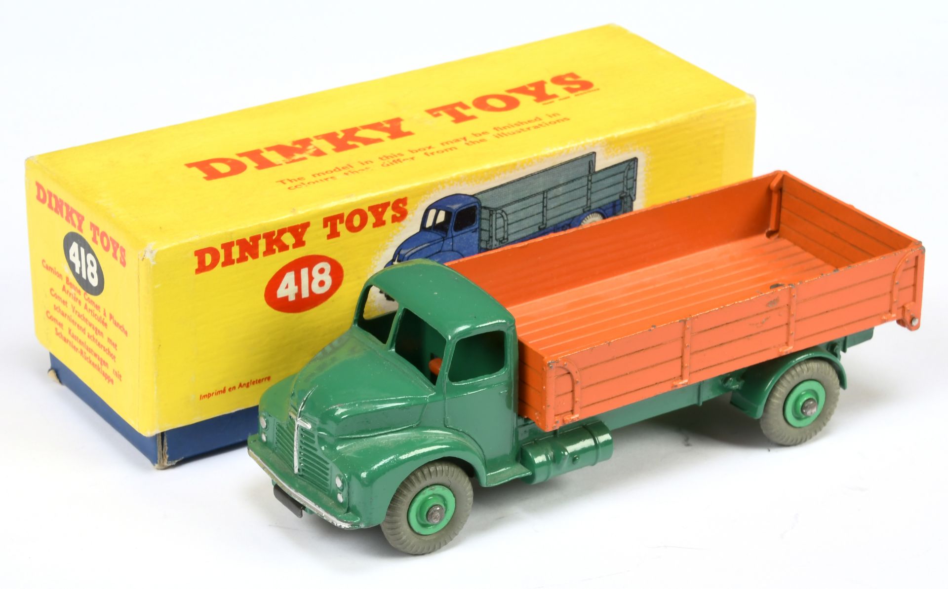 Dinky Toys 418 Leyland Comet Wagon With Hinged Tailboard - Green cab, chassis and supertoy hubs w...