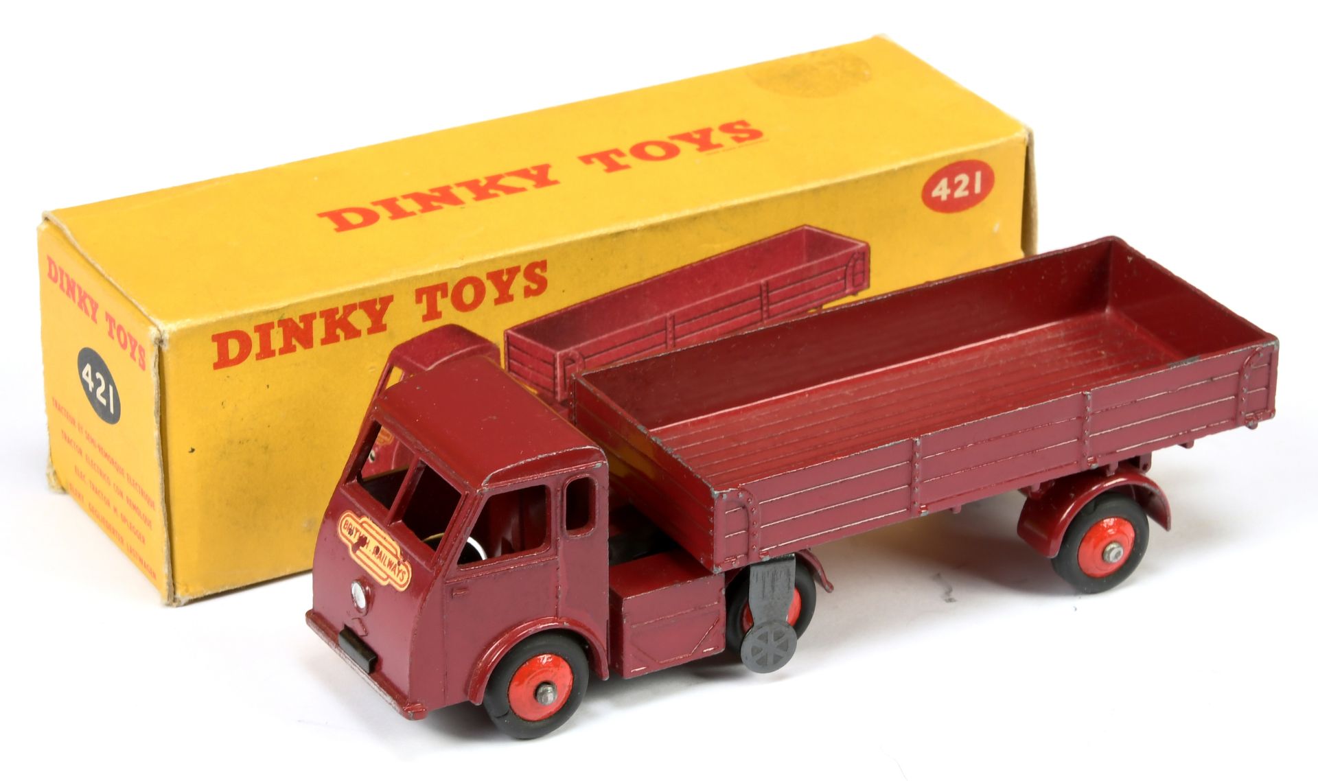 Dinky Toys 421 Electric Articulated Lorry " British Railways" - Maroon Unit and trailer, silver f...