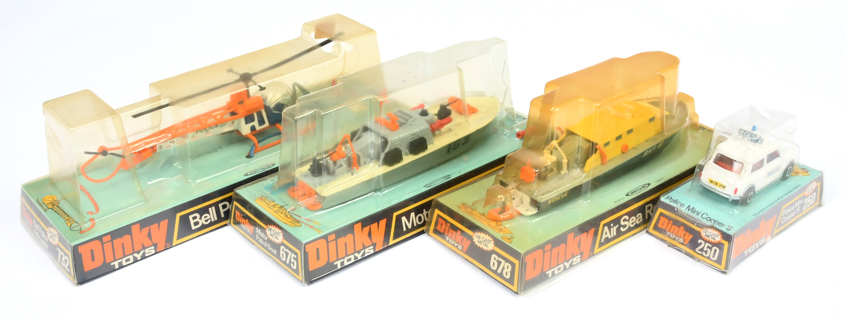 Dinky Toys Group Of 4 - (1) 250 Mini "Police" Car, (2) 675 Motor Patrol Boat, (3) 678 Air Sea Res... - Image 2 of 2