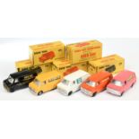 Dinky Toys 410 Bedford Promotional Vans  Group Of 5 -  (1) "John Gay", (2) "Olympus" - Pink (3) A...