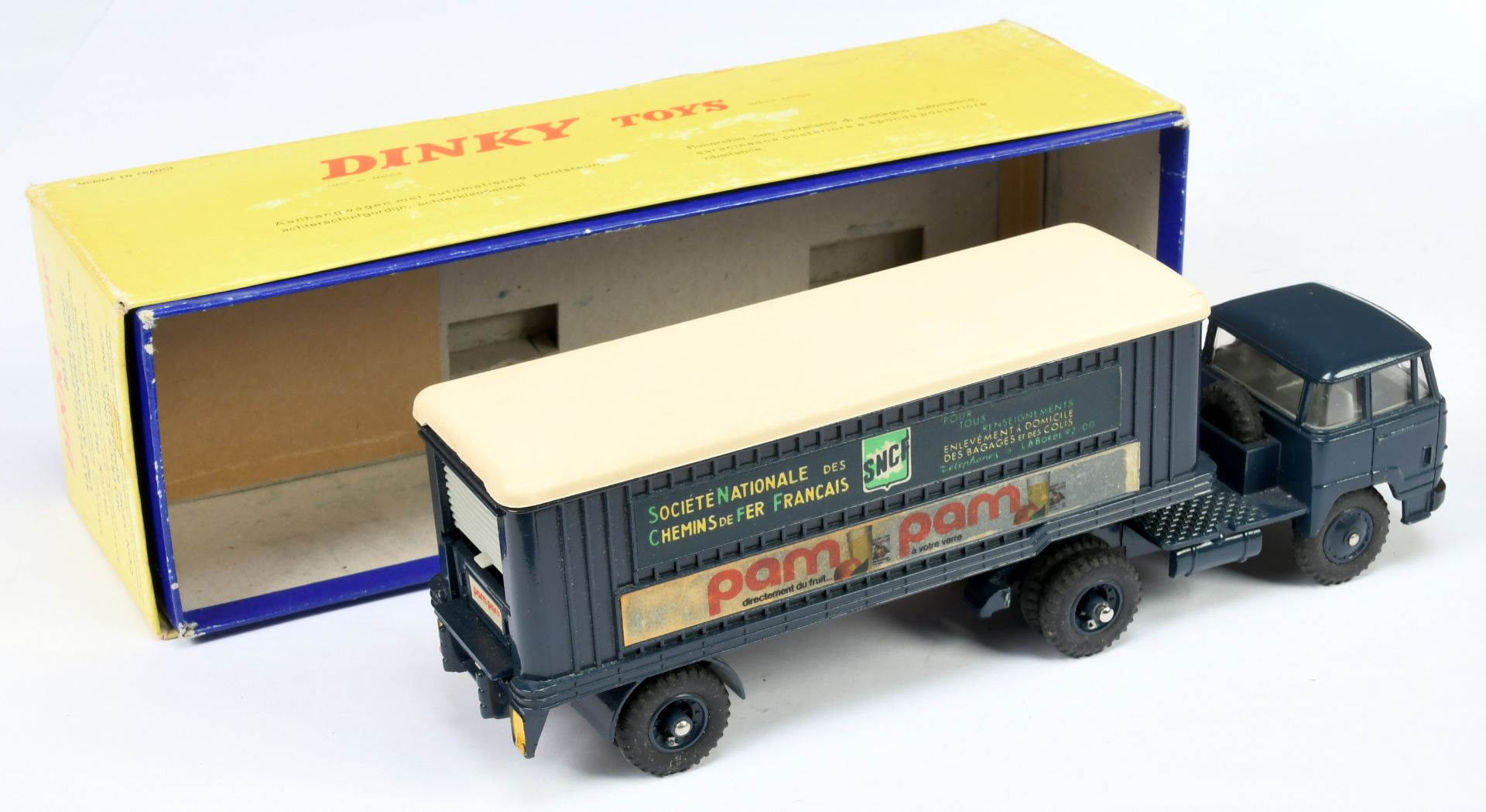 French Dinky Toys 803 Tractor Unic "Pam Pam" - Blue cab, plastic hubs and trailer pale cream roof... - Image 2 of 2