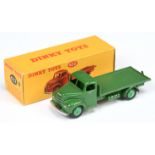 Dinky Toys 422 Fordson Thames Flat truck - Green cab, chassis, back and mid-green rigid hubs with...