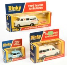 Dinky Toys Group Of 3 To Include (1) 255 Mini Clubman "Police" car - Light blue with white doors,...