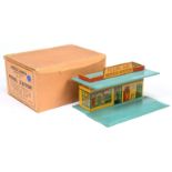 Dinky (Meccano)  Pre-War 48 Tinplate Petrol Station -Turquoise Base and roof, yellow and red buil...