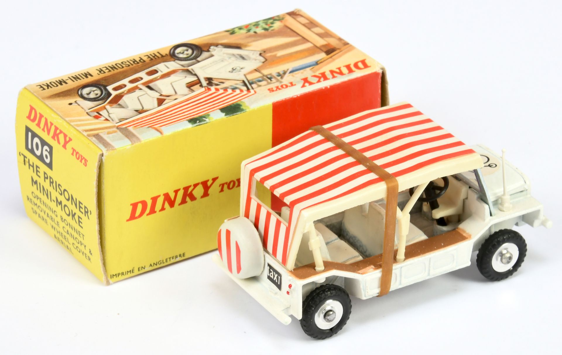 Dinky Toys 106 " The Prisoner" Mini Moke  - White body, brown side steps, aerial, spun hubs and w... - Bild 2 aus 2