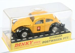 Dinky Toys 262 Volkswagen saloon (Beetle) "PTT" - Yellow and black, grey interior and spun hubs