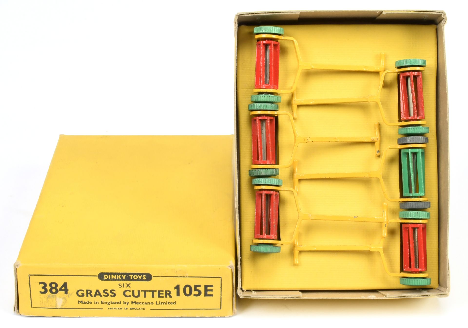 Dinky Toys Trade pack 105E (384)  Grass Cutter - containing 6 examples -  5 X yellow, red and gre...