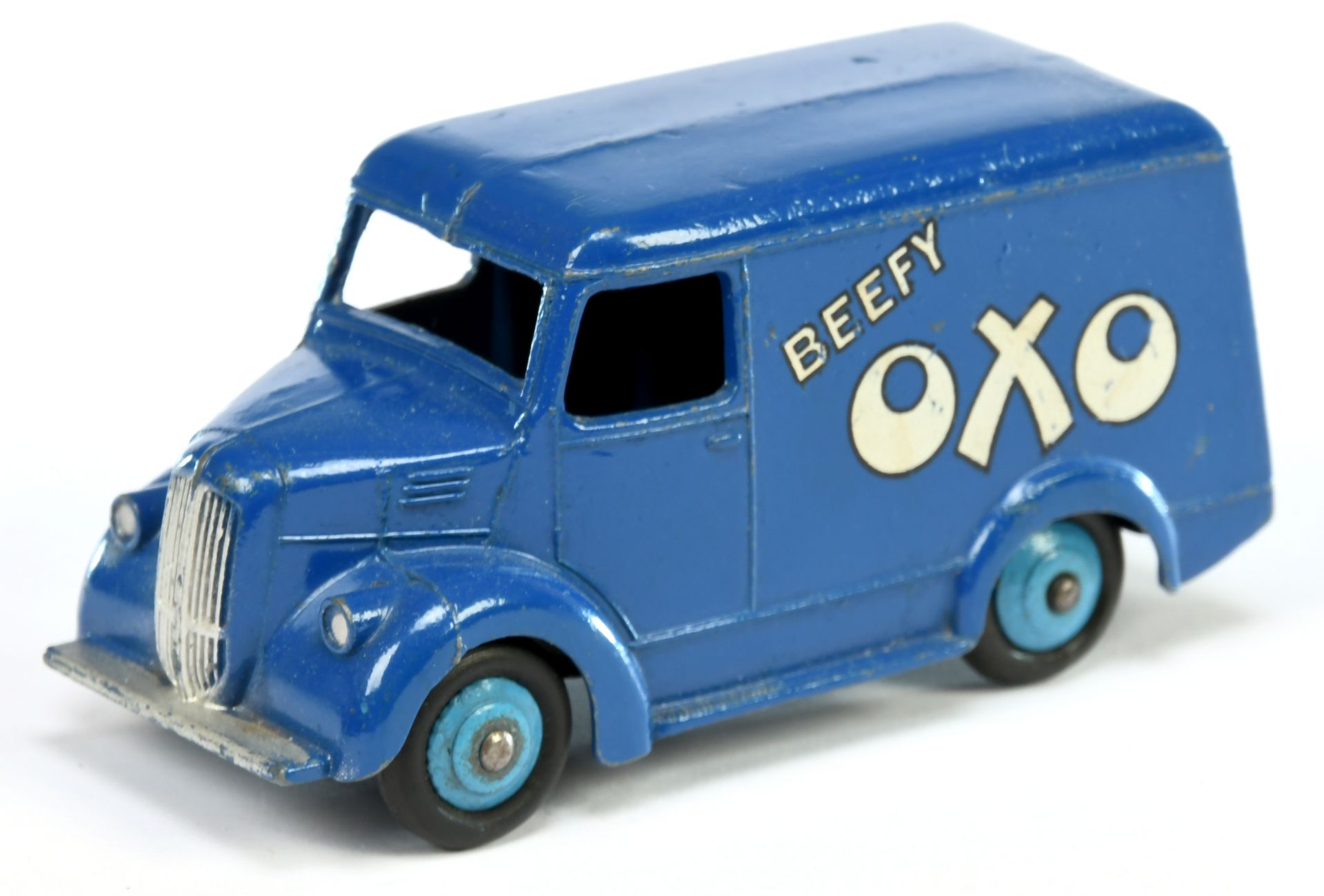 Dinky Toys 31d (453) Trojan "Beefy OXO" Van - Blue body, mid-blue rigid hubs with smooth tyres, s...