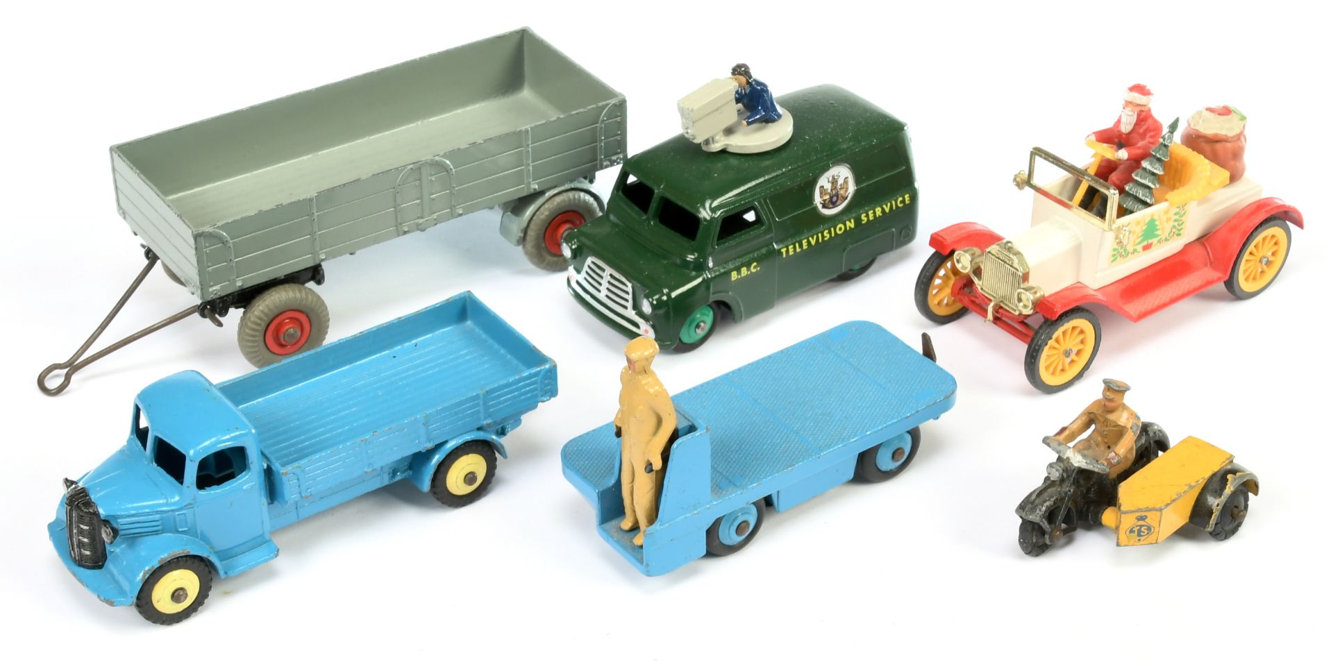 Dinky Toys Group Of 6 To Include 412 Austin Open Back Truck - Mid-blue, Bedford Van "BBC" (RE-PAI...