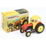 Dinky Toys 305 David Brown Tractor - Red, pale yellow cab and hubs (plastic to front), black engi...