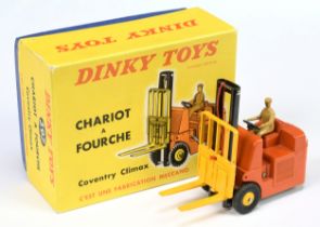 French Dinky Toys 597 Chariot A Fourche (Coventry Climax) - Burnt orange body, yellow forks and c...