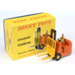 French Dinky Toys 597 Chariot A Fourche (Coventry Climax) - Burnt orange body, yellow forks and c...