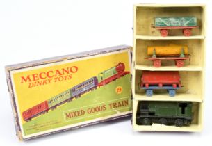 Dinky (Meccano) Pre-War 19 Mixed Goods Train set - containing Locomotive - Green and black and Wa...