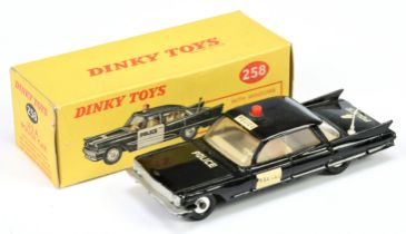 Dinky Toys 258 Cadillac  "USA Police" Car - Black body, white door panels, cream interior, red so...