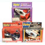 Dinky Toys Group Of 3 To Include (1) 363 Zygon Patroller - Blue and Chrome, (2) 367 Space battle ...