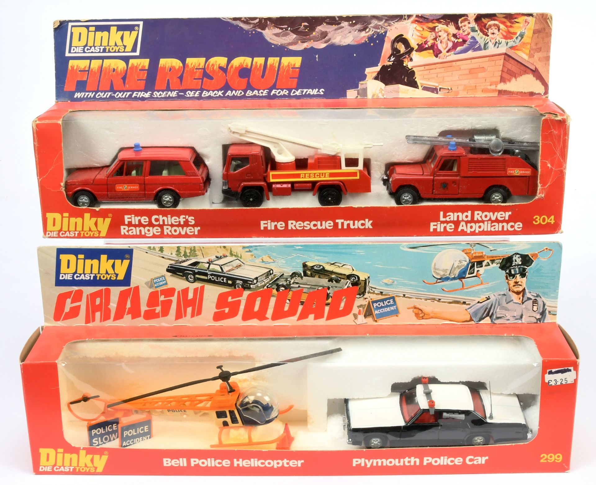 Dinky Toys  299 "Crash Squad" Gift Set To Include - Plymouth "Police" Car Black and  white and Be...